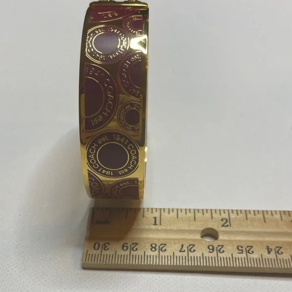Coach Gold Bangle with Purple Circles - Picture 9 of 9